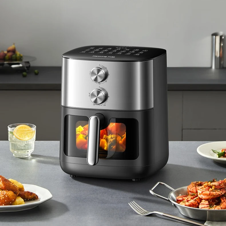Joyoung Air Fryer, 6.5L Large Capacity, Dual Heat Sources, Visual Control, Knob, All-in-One for Home Use (Frying and Grilling)
