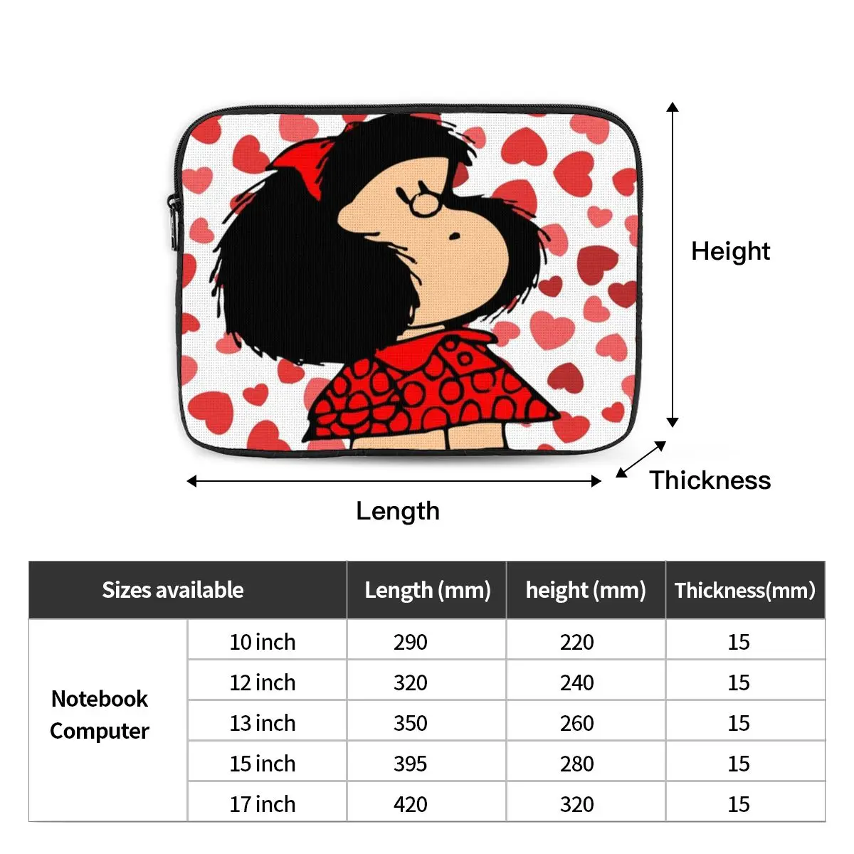 حافظة مضادة للصدمات 10 12 13 15 17 بوصة مافالدا هارت حقيبة لابتوب كم أنيمي الكرتون حقيبة الكمبيوتر المحمول