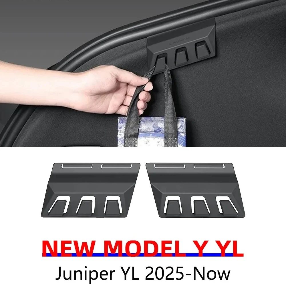 For Tesla Model YL Y Juniper 2025 2026 Launch Rear Trunk Hook Hidden Organizer Umbrella Bag Hanger Storage Car Accessories 2pcs