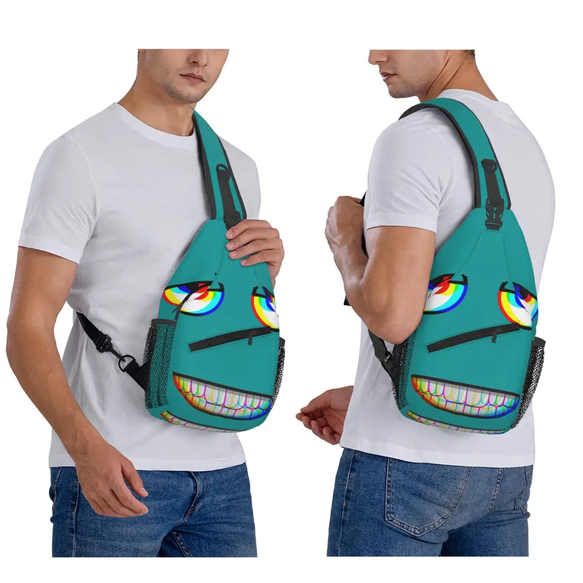 Aphex التوأم محاكاة ساخرة تريبي الوجه الأساسية حقيبة صدر للرجال الرجال الرافعة Crossbody على ظهره حقيبة صدر للرجال السفر المشي لمسافات طويلة Daypack حقيبة كتف