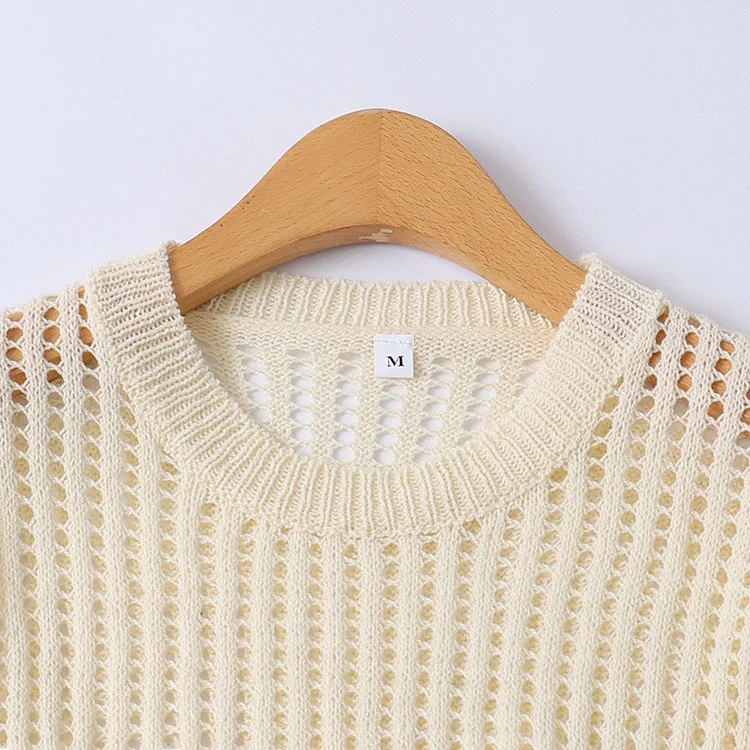 

Slim Fit Hollow out Knitwear round Ne Long Sve Overhead Women's Faionable Loose Sle Autumn New Arrival 837