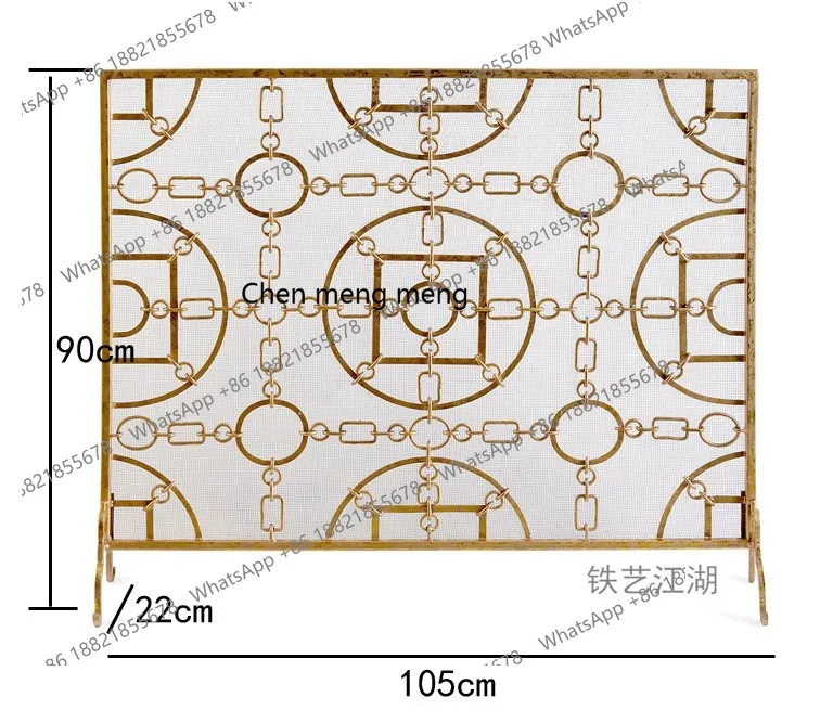 European retro industrial style wrought iron fireplace fence partition fireproof shelf golden fence screen creative