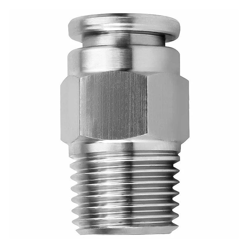 PC8-02 304 stainless steel metal pneumatic quick connector tapered sealing thread PC8-01 PC8-03