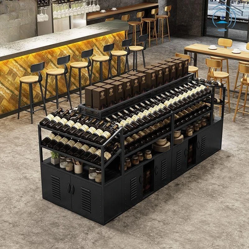 

Iron wine cabinet, commercial winery supermarket wine rack