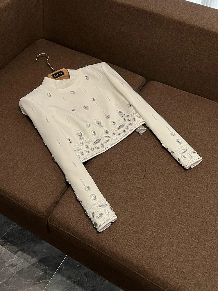 Faionable Heavy-Du ort Beaded Diamond Embellied f Skirt Set Two-Piece Set Celebri Inspired Ele Ensemble