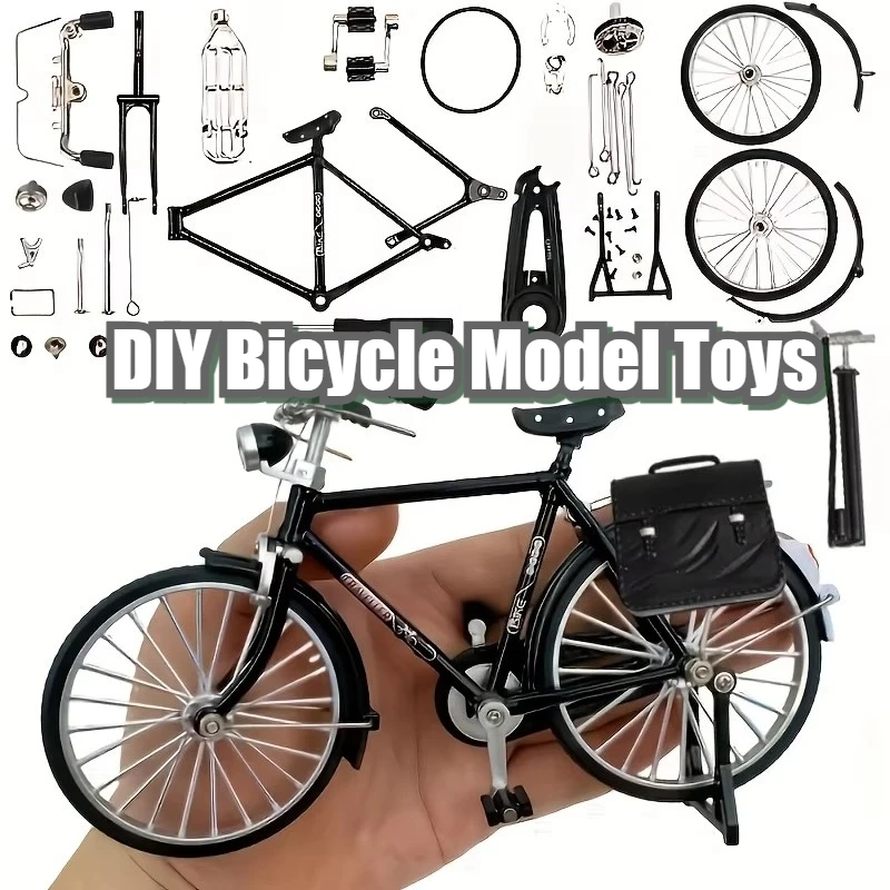 Kreatywne zabawki DIY - modele rowerów, symulacja retro, metalowy model roweru odlewany ciśnieniowo 28 cali, model roweru ze stopu w skali 1:10, zabawny mini model roweru, zestaw do sklejania.