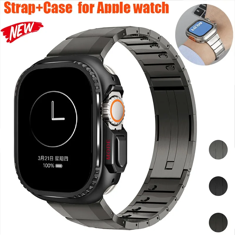 

Ремешок из нержавеющей стали + чехол для Apple watch ultra 3/2/1 49 мм 45 46 S11/10 42 мм, металлический ремешок для Iwatch series 11 10 9 8 7 SE