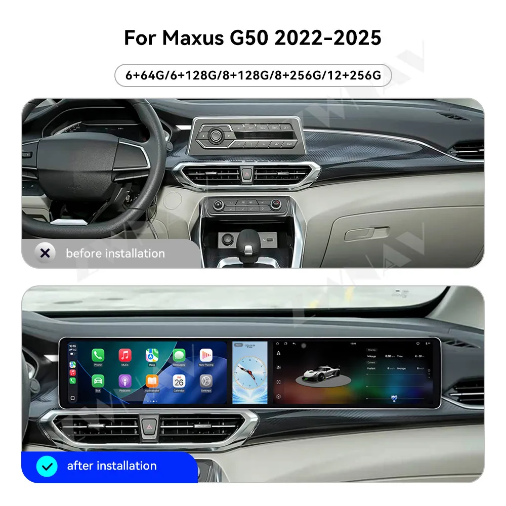 For Maxus G50 2022-2025 Car Radio GPS Navigation CarPlay Android Auto Multimedia Passenter Entertainment 27.6 Inch Triple Screen