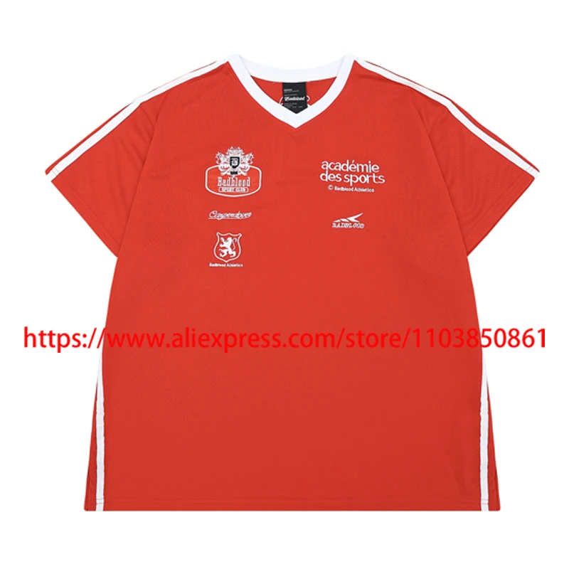 

High Quality Badblood Jersey T-shirt Casual Letter Prints Football Shirt Fashionable V-neck Badblood Short Sleeves Unisex Style