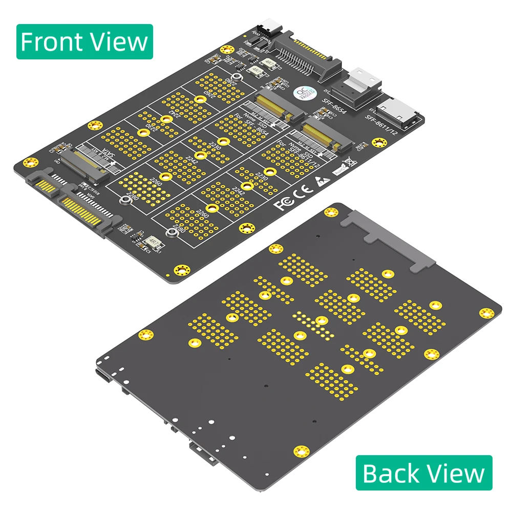 

3 in 1 Combo M.2(NGFF) NVMe SSD/SATA-Bus SSD to SFF-8611/8612 8654/and SATA Adapter