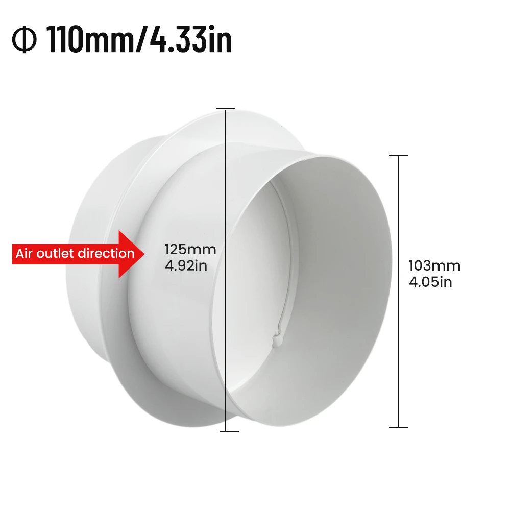 Válvula de retenção prática para banheiro, ventilação, pvc, redondo, branco, 110mm, 120mm, 150mm, 80mm, para ventilador de banheiro para ventilação