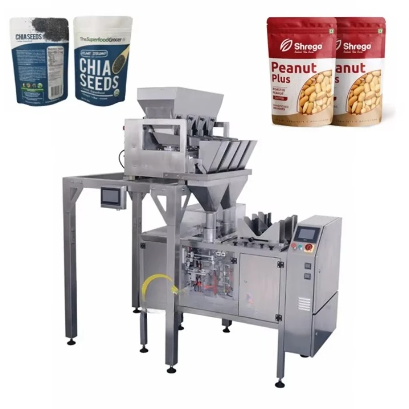 Automatic Mini Doypack Packaging Machine for Beans Peanut Seeds with Paper Zipper Bags and Stand-Up Pouches