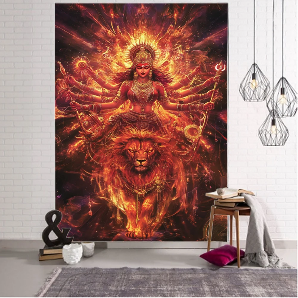 Egyptian queen, Indian elephant trunk god, Indian goddess, background decoration, tapestry, mandala, home decoration