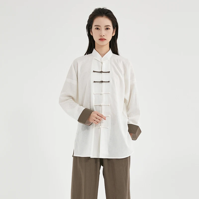 Chinese Style Linen Cotton Tai Chi Suit, Unisex All-Season Uniform for Martial Arts Practice & Performance