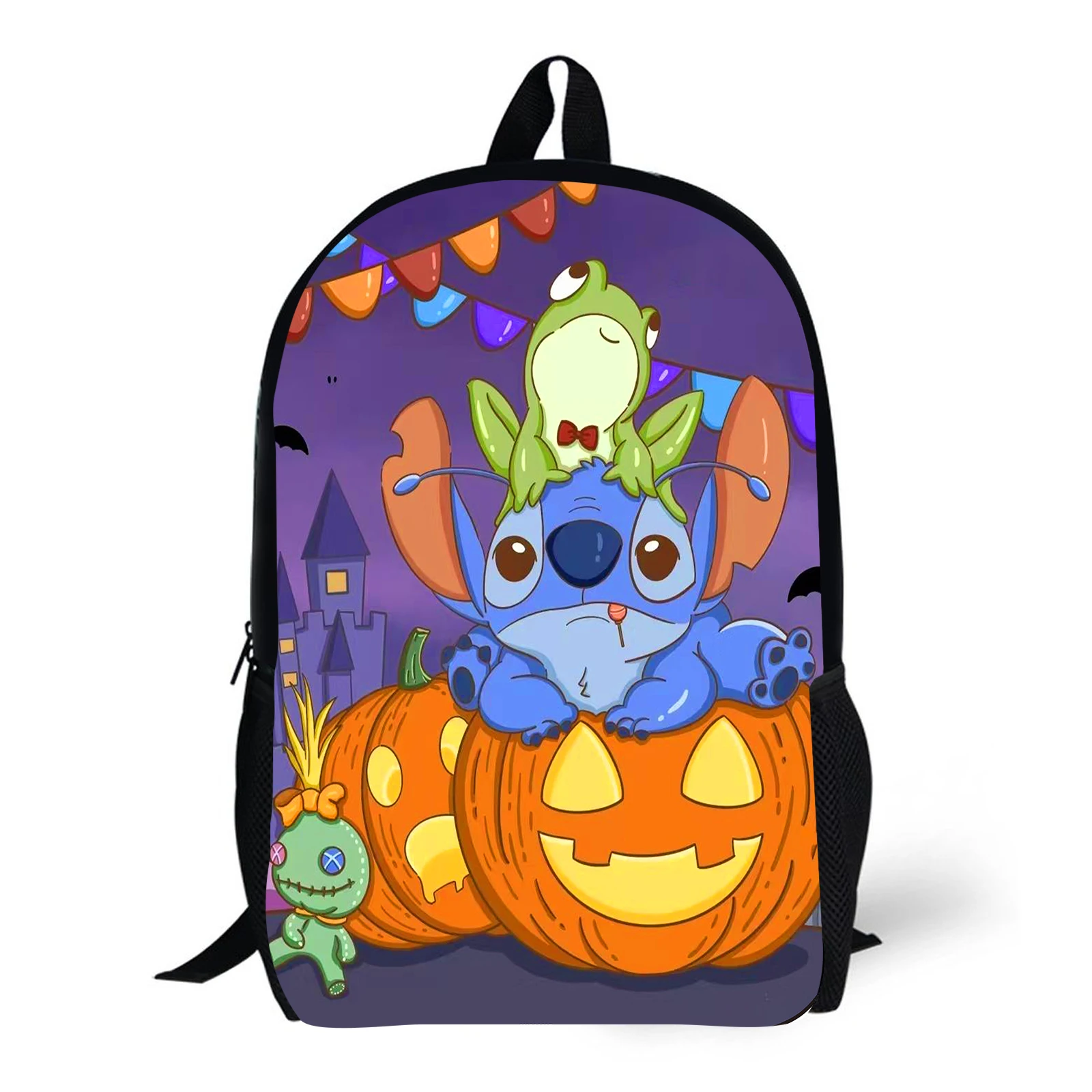 

A Halloween themed pumpkin Stitch patterned backpack for commuting and daily use