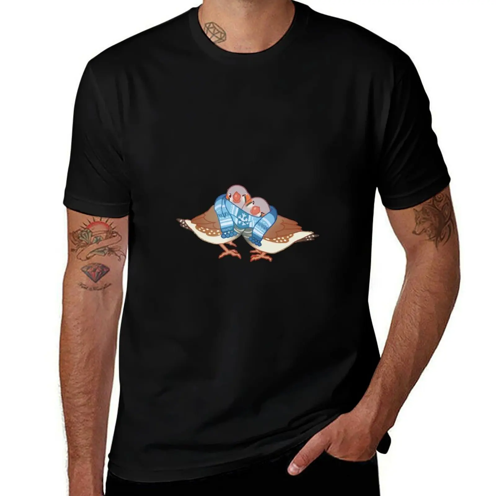 Cozy Zebra Finches T-Shirt Graphic Print Short Sleeve T-Shirt