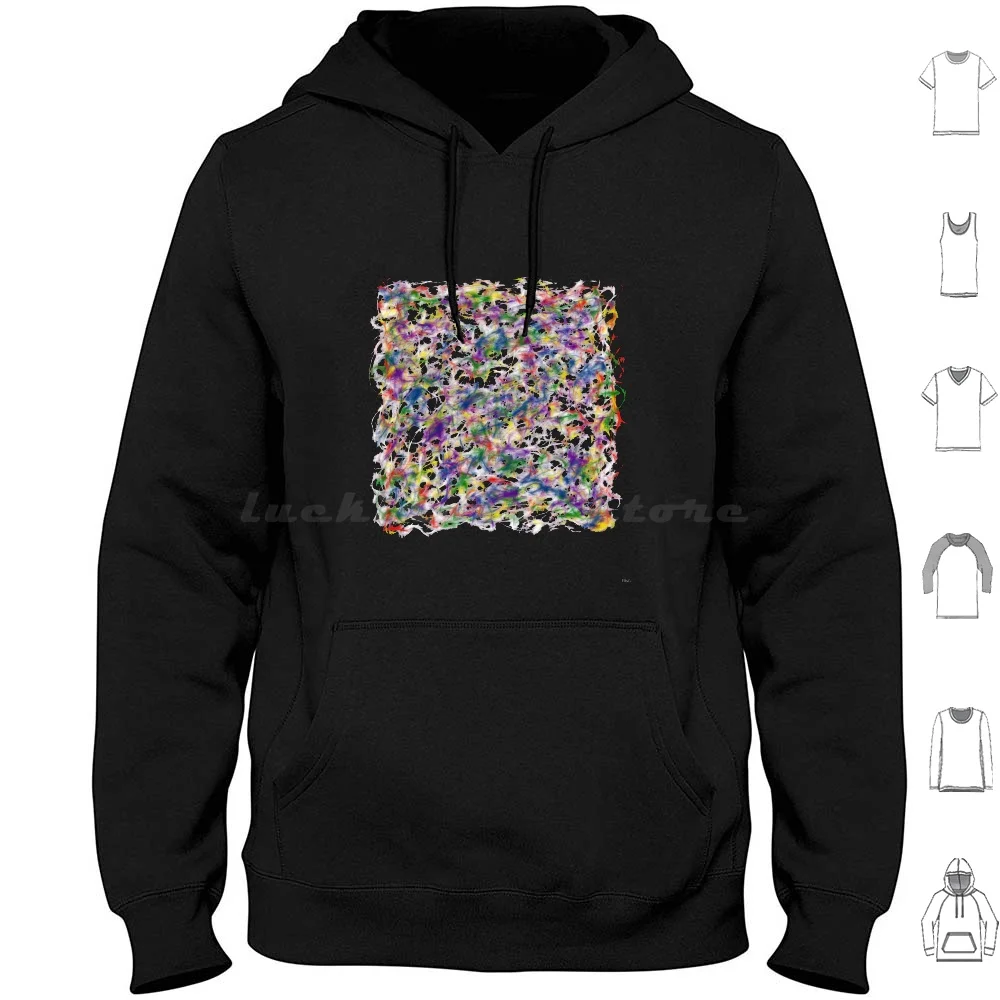 Rainbow Design Hoodie Cotton Long Sleeve Rainbow Multi Coloured Abstract