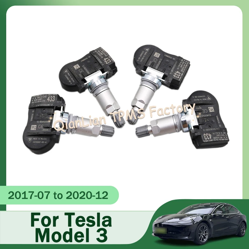

1034602-00-A Car Tire Sensor For Tesla Model 3 Model S Model X 4pcs 433MHz TPMS Tire Pressure Monitor System 103460200A