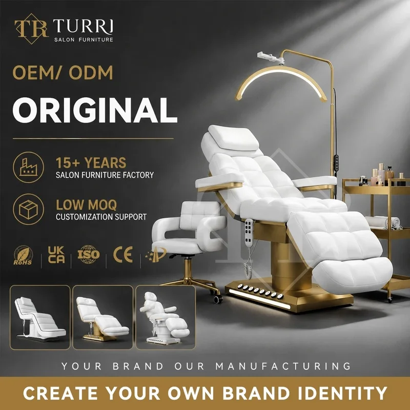 Turri Electric Adjustable Foldable Wood Cosmetic Bed for Beauty Salon & Spa-Esthetician Use