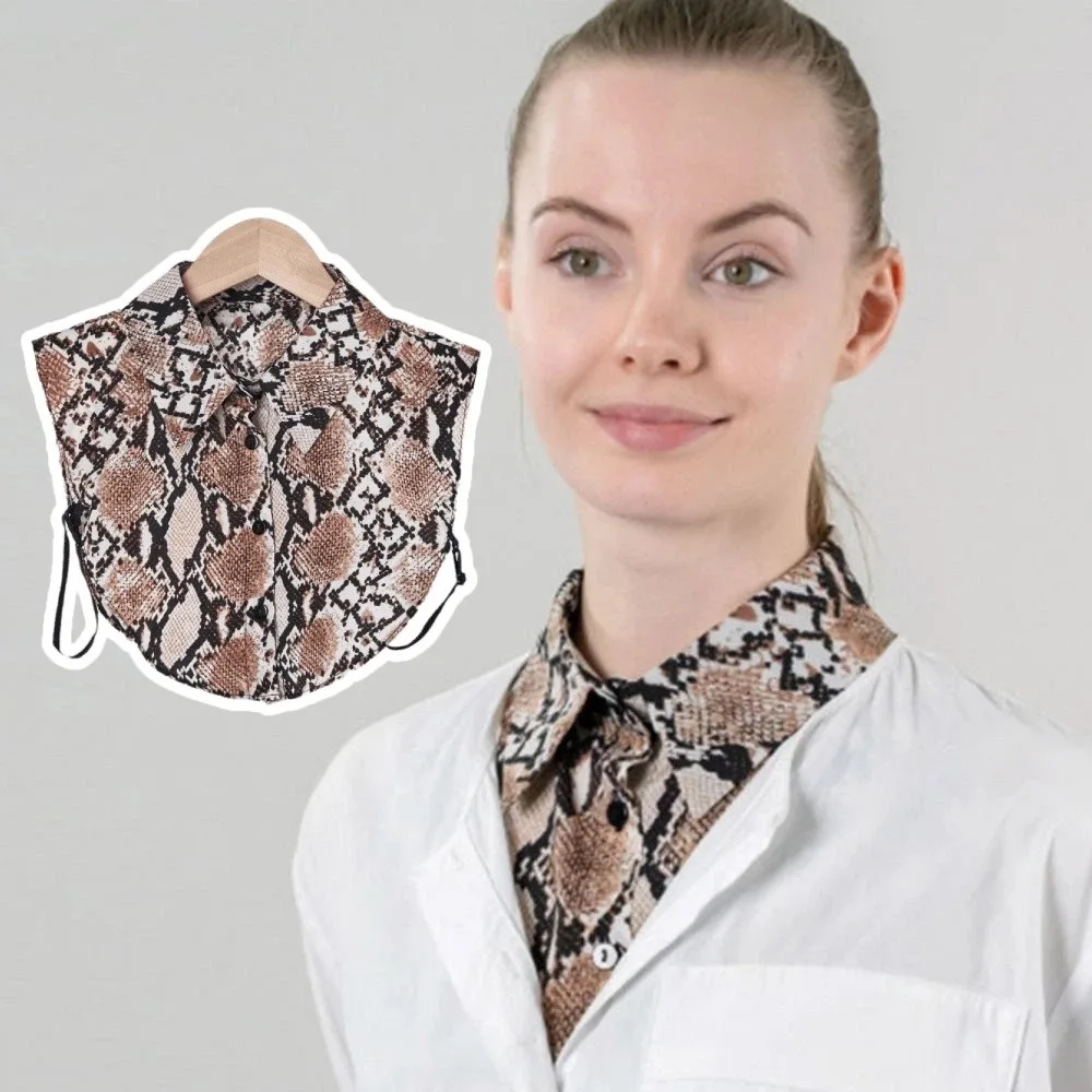 Leopard Print False Collar Lightweight Decorative Faux Shirt Collar Elegant Pleated Design Detachable Collar Women Fashion