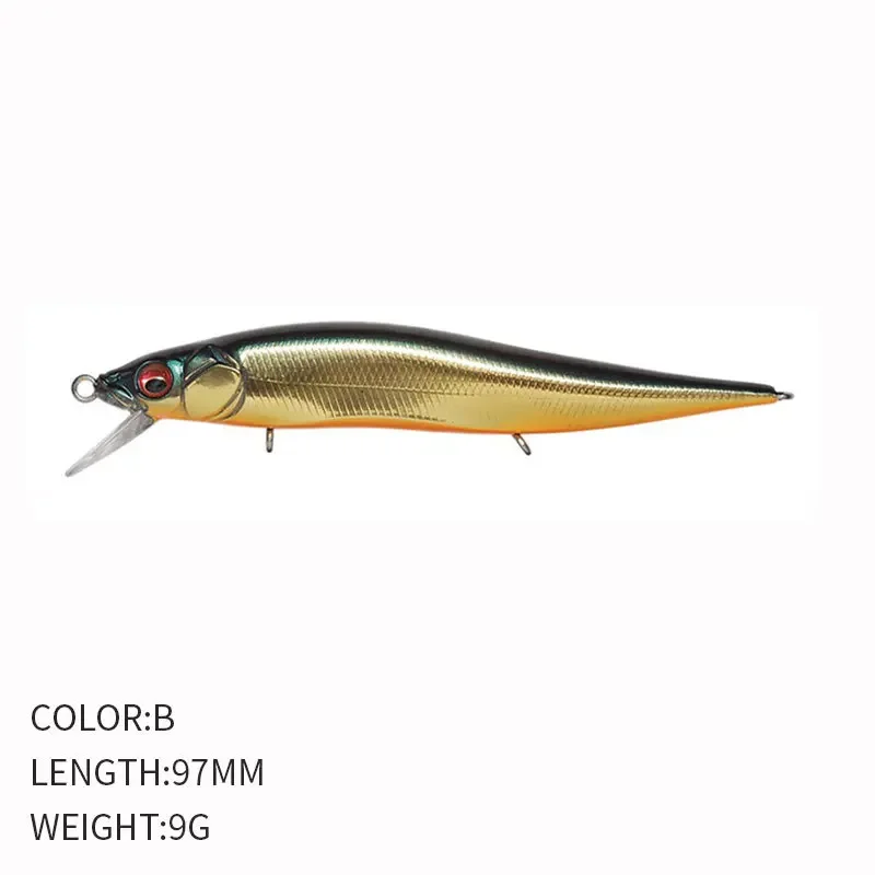 Mini schwimmende Minnow-Angelköder mit Lärmball, 97 mm, 9 g, Kurbelköder, Wobbler, Swimbait, künstliche harte Köder, Barsch, Meeresangeln