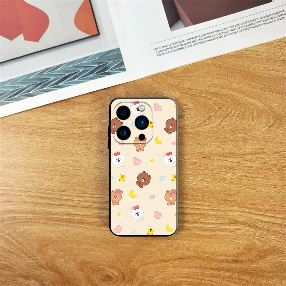 Cute L-LINE F-FRIENDS Phone Case For Samsung S23 S22 ULTRA A22 A23 A32 A34 A52 A53 A54 A71 A72 A73 Black Soft Silicone Cover