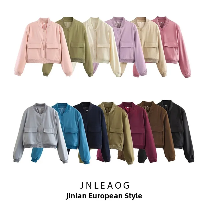 Spring New Arrival Women's Fashionable Versatile Design Jacket Coat with Big Pockets Standard Fit Polyester Long Sleeve Coat