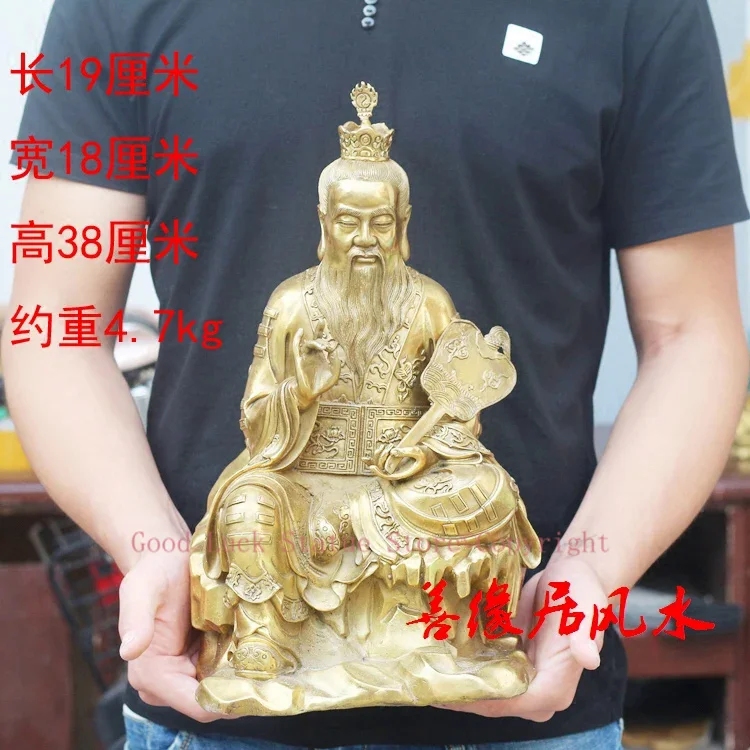 

HOT SALE LARGE -Bring in wealth GOOD LUCK HOME office TOP Money Drawing Mascot # Taoism Lord Lao Zi FENG SHUI Brass statue