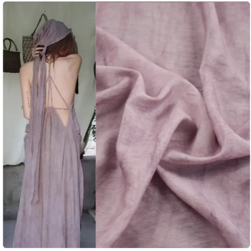 Grey Purple Smudge Print Sky Silk Cotton Fabric, Spring Summer Dress, Shirt, Pants, Gallus Sewing Tissue, Soft, T2313