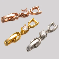 5pcs 18K Gold Plated Brass Crystal Rhinestone Fold Over Extension Clasp Set for DIY Bracelet Necklace Jewelry Making No Fade