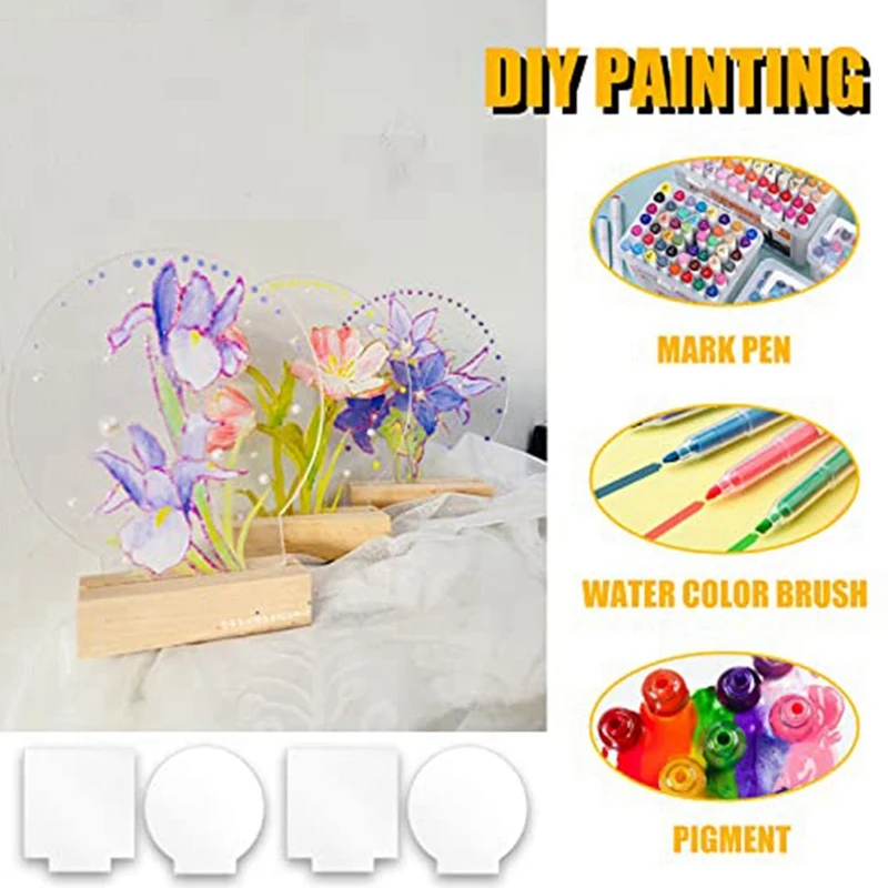 16 Pcs Transparent Sheets 16 Pieces 2 Mm Acrylic Organic Glass Sheets Transparent Acrylic Plates Round Squares