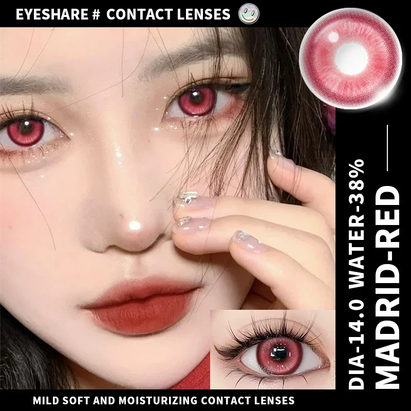 EYESHARE 2 Stück Cosplay farbige Kontaktlinsen für Augen, Halloween, farbige Schüler, Anime-Augen, blaue Kontaktlinsen, rot, niedliche Kontaktlinsen – Detail 5