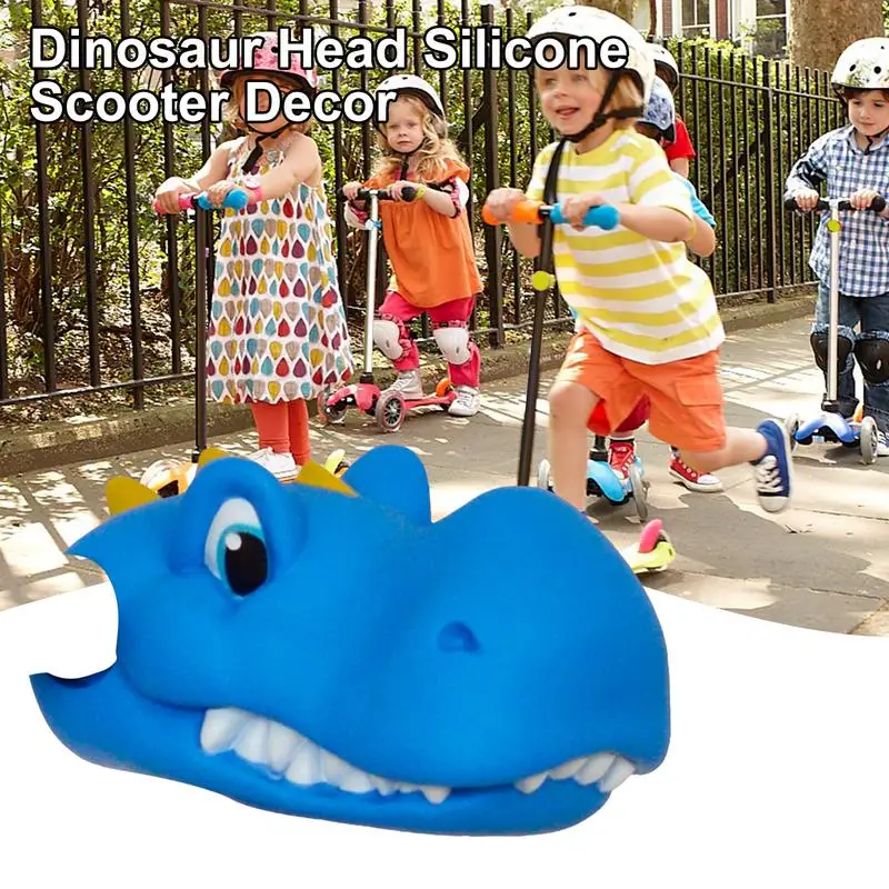 Scooter Accessories For Girls Kids Scooter Accessories Mini Dinosaur Head Gifts For Kids Girls Boys Silicone Scooter Decor For T