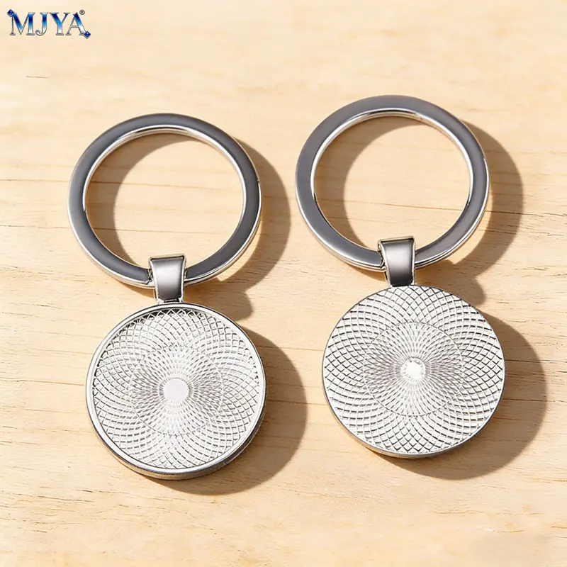 MJYA 10PCS Keychain Settings Inner Size 25mm Good Quality Plated Key Chains Base For DIY Jewelry Making Supplies Accessories