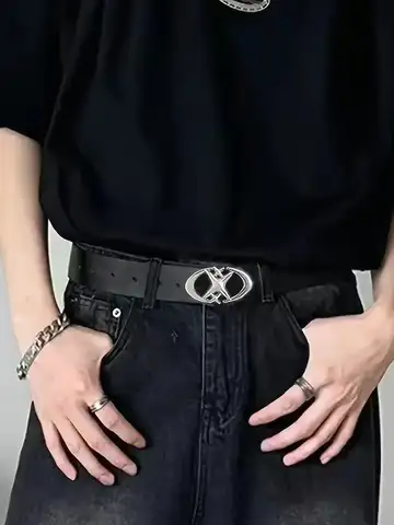 Stylish Oval Cross Metal Buckle Belt - Durable, Simple, and Universally Compatible - Unisex Gift Idea for Men and Women