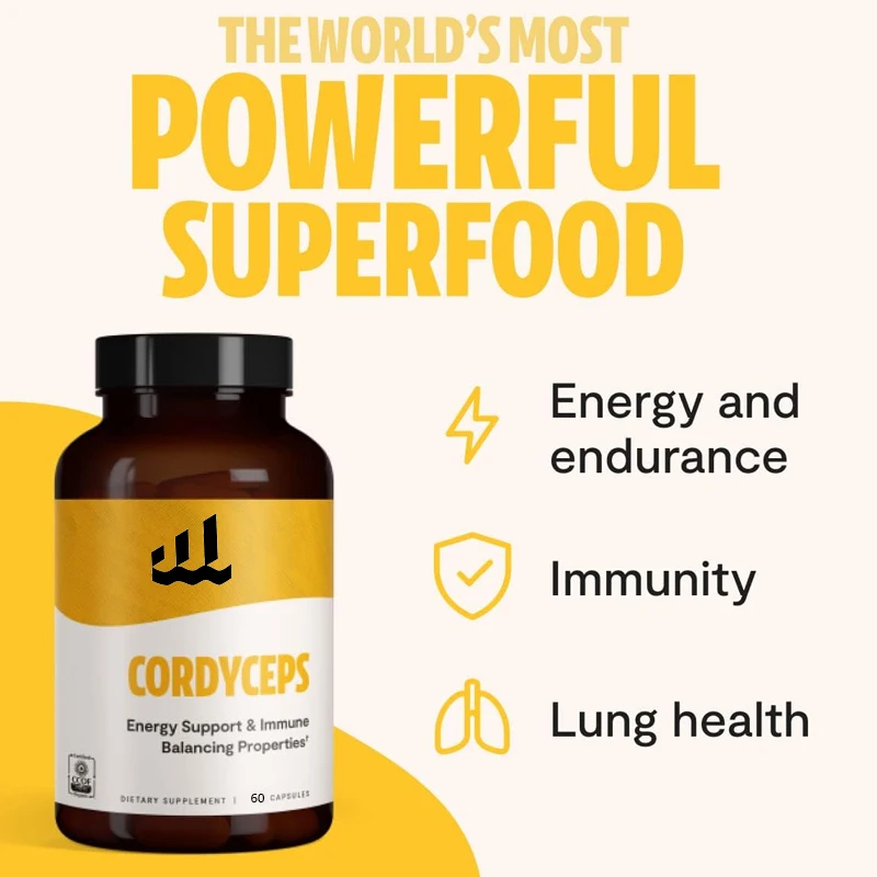 

Cordyceps sinensis mushroom supplement - for energy and endurance (60 capsules)