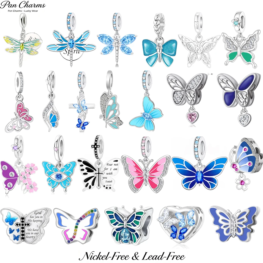 Pan Charms Dragonfly Butterfly Pendant Spring Nature Jewelry Beads Fit Original Bracelet DIY Valentines Birthday Gift for Her Me