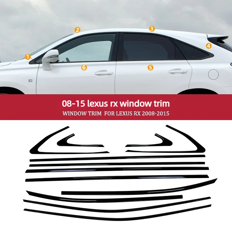 Window Trim For Lexus Rx Modification Black Chrome Side Door 2008-2025 Frame Decoration Accessories