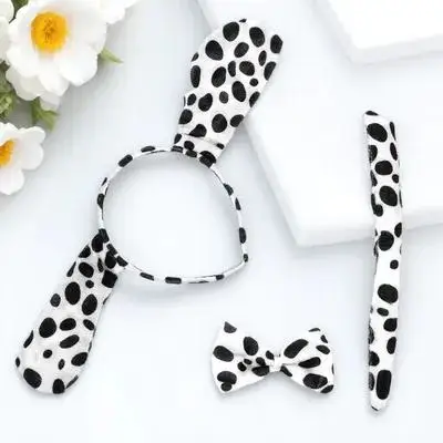 3 set di fasce per orecchie, papillon, coda, set di accessori per costumi di Halloween per bambini, cerchi di Halloween