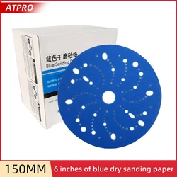 3M6-inch 150mm Round Flocking Dry Ground Sandpaper Blue Disc Abrasive Car Paint Hardware Sanding Self-adhesive 80-500 Grit