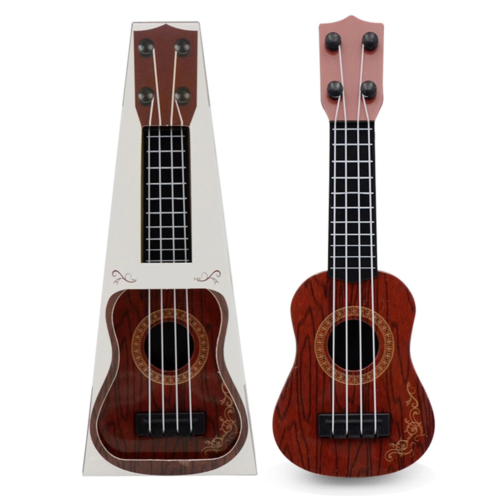 Mini Ukelele de grano de madera de simulación para niños, guitarra clásica, juguetes, instrumento Musical, juguete educativo de cultivo de interés