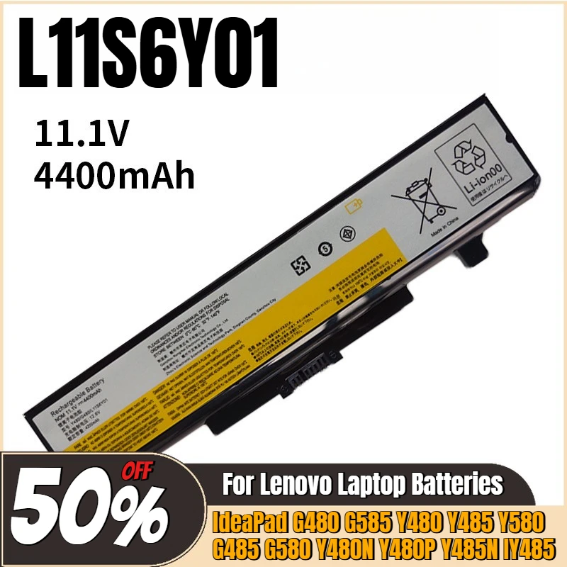 

For Lenovo IdeaPad G480 G585 Y480 Y485 Y580 G485 G580 Y480N Y480P Y485N IY485 Replacement Laptop Battery L11S6Y01 11.1V 4200mAh