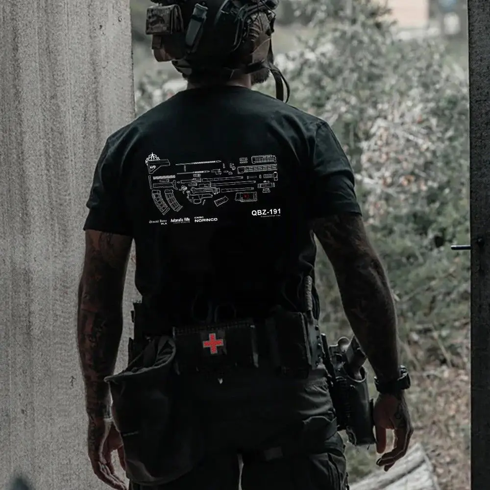 

Summer Cotton American Military Equipment Tactical Short-sleeved T-shirt Trendy Brand Men's Trend Round Neck Loose Casual Top