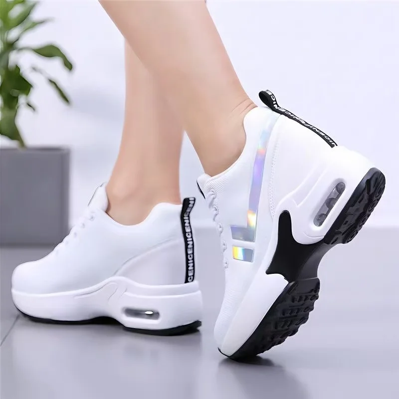 

High Quality Air Cushion Women Sneakers Mesh Fabric Ventilate Fashion Lace-up Casual Shoes Lightweight Travel Soft Walking Shoes
