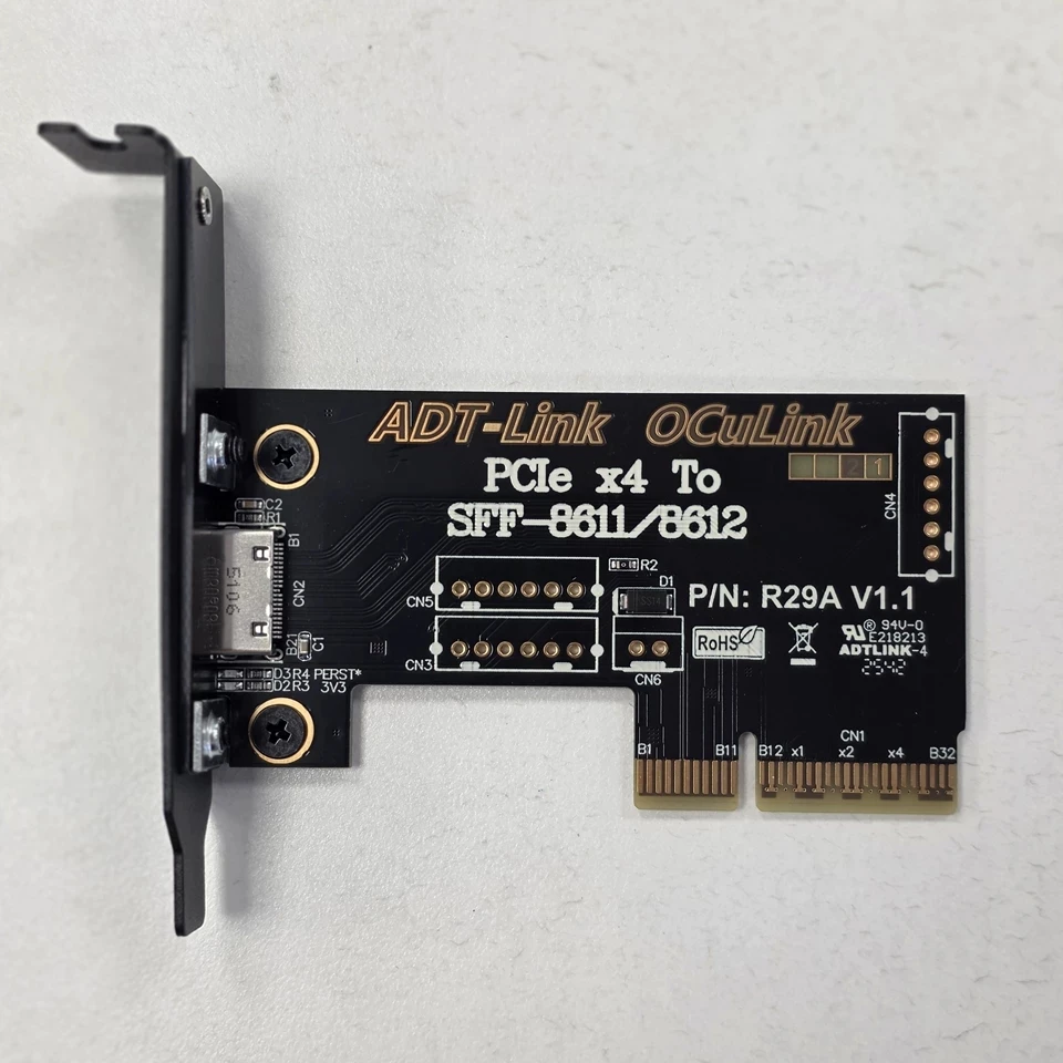 ADT-Link PCIe 4.0 x4 To OCuLink SFF-8611/8612 Adapter Gen5/4 W Half-height And Full-height Baffle OCuLink Graphics Card External