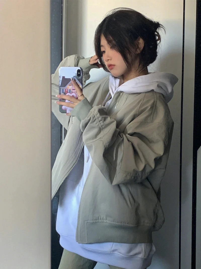 

Bomber Jackets Puffer Womens Fall Decorative Layered Simple Chic Kawaii Lovely Classic Vibe Subcultures Artistic Relaxed Leisure