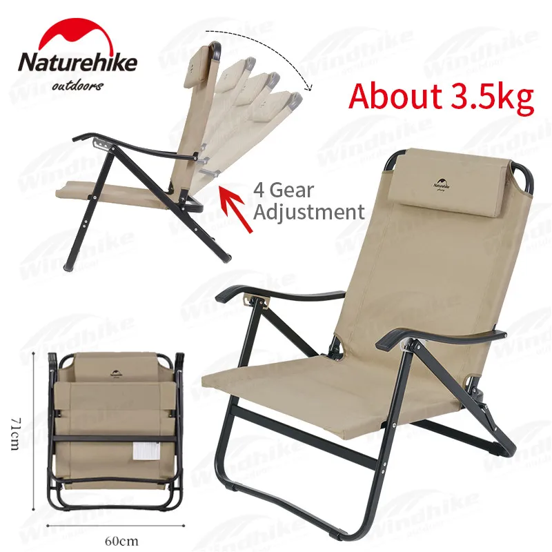 

Naturehike TY05 Camping Chair Outdoor Folding Adjustable Backrest Deck Aluminum Alloy Support With Pillow Leisure Fishing Chair