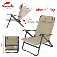 Naturehike TY05 Camping Chair Outdoor Folding Adjustable Backrest Deck Aluminum Alloy Support With Pillow Leisure Fishing Chair