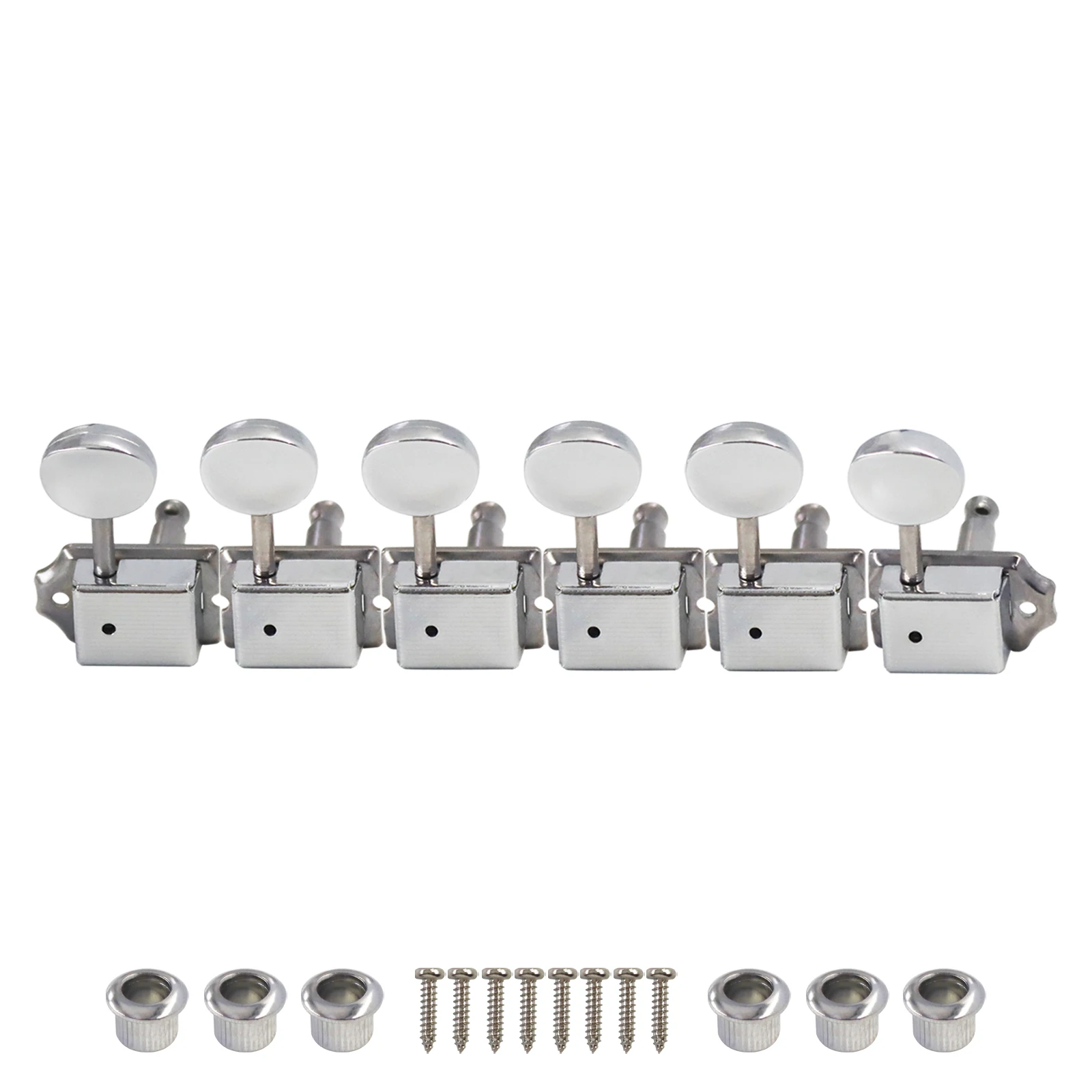 PHRILAM Retro Guitar String Knob Tuning Key Combination Tool for ST/TL Style Electric Guitars Chrome Finish 6-Pack Right Tools