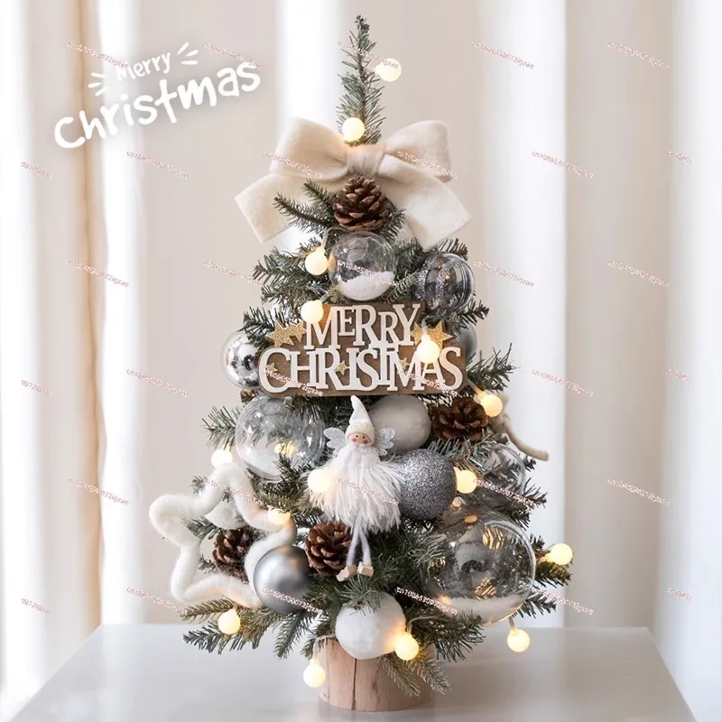 Christmas tree ornament home 2024 new Christmas decoration with lamp desktop ins wind mini Christmas tree package